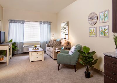 Living Area in an Apartment at Boone Ridge Senior Living in Salem, Oregon